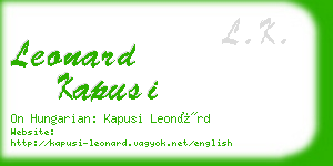 leonard kapusi business card